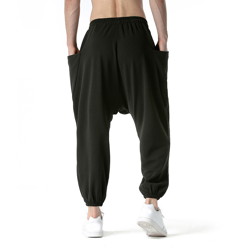 Mens Loose Drawstring Harem Pants Drop Crotch Hippie Trousers Pocket Sweatpants - Picture 24 of 30
