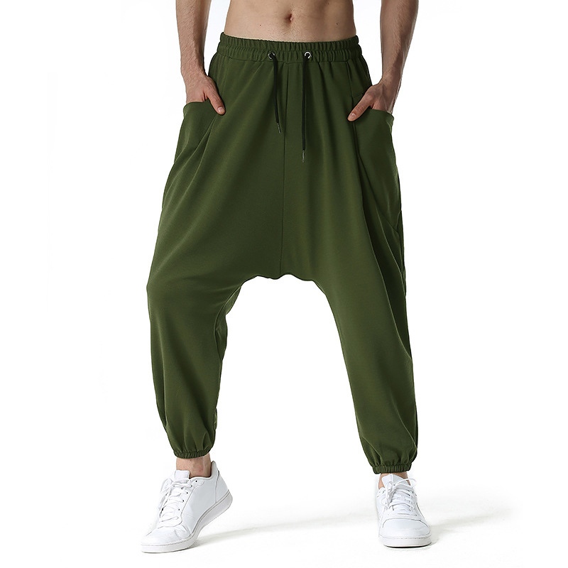 Mens Loose Drawstring Harem Pants Drop Crotch Hippie Trousers Pocket Sweatpants - Picture 25 of 30