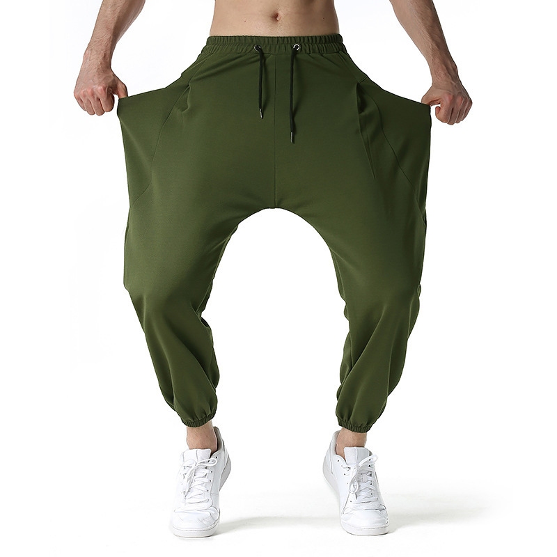 Mens Loose Drawstring Harem Pants Drop Crotch Hippie Trousers Pocket Sweatpants - Picture 26 of 30