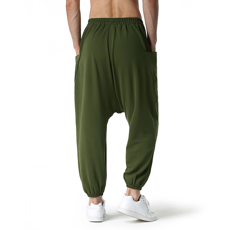 Mens Loose Drawstring Harem Pants Drop Crotch Hippie Trousers Pocket Sweatpants - Picture 27 of 30