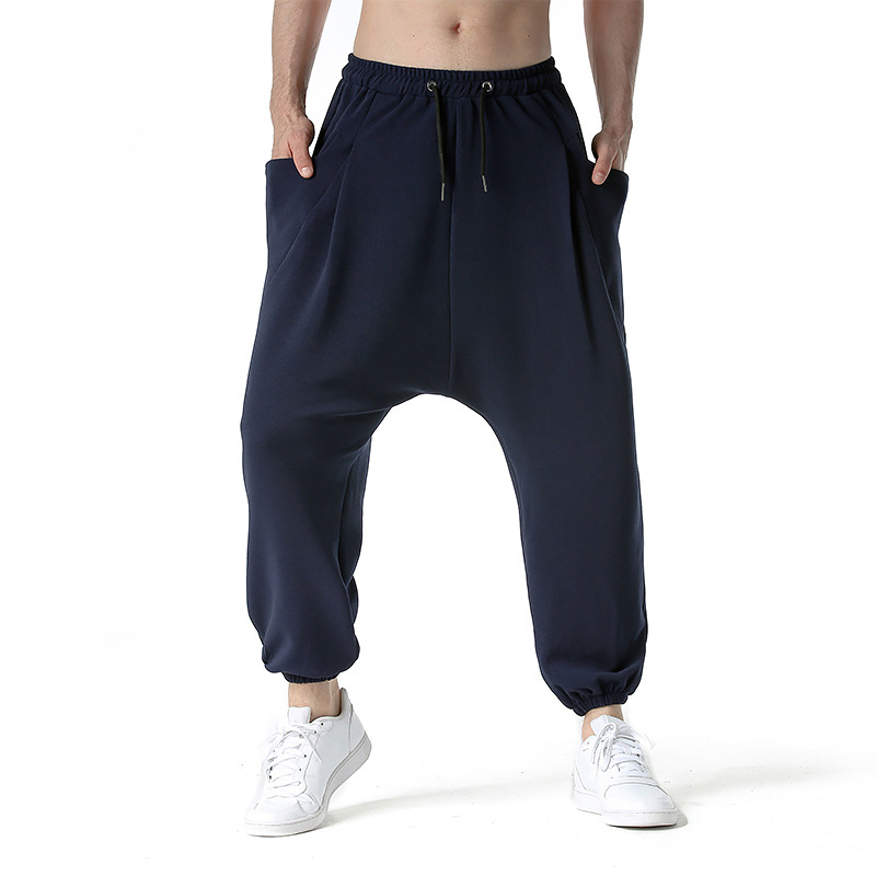 Mens Loose Drawstring Harem Pants Drop Crotch Hippie Trousers Pocket Sweatpants - Picture 28 of 30