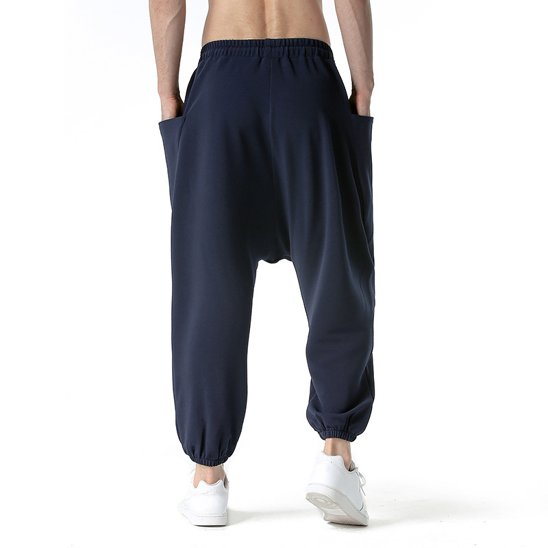 Mens Loose Drawstring Harem Pants Drop Crotch Hippie Trousers Pocket Sweatpants - Picture 30 of 30