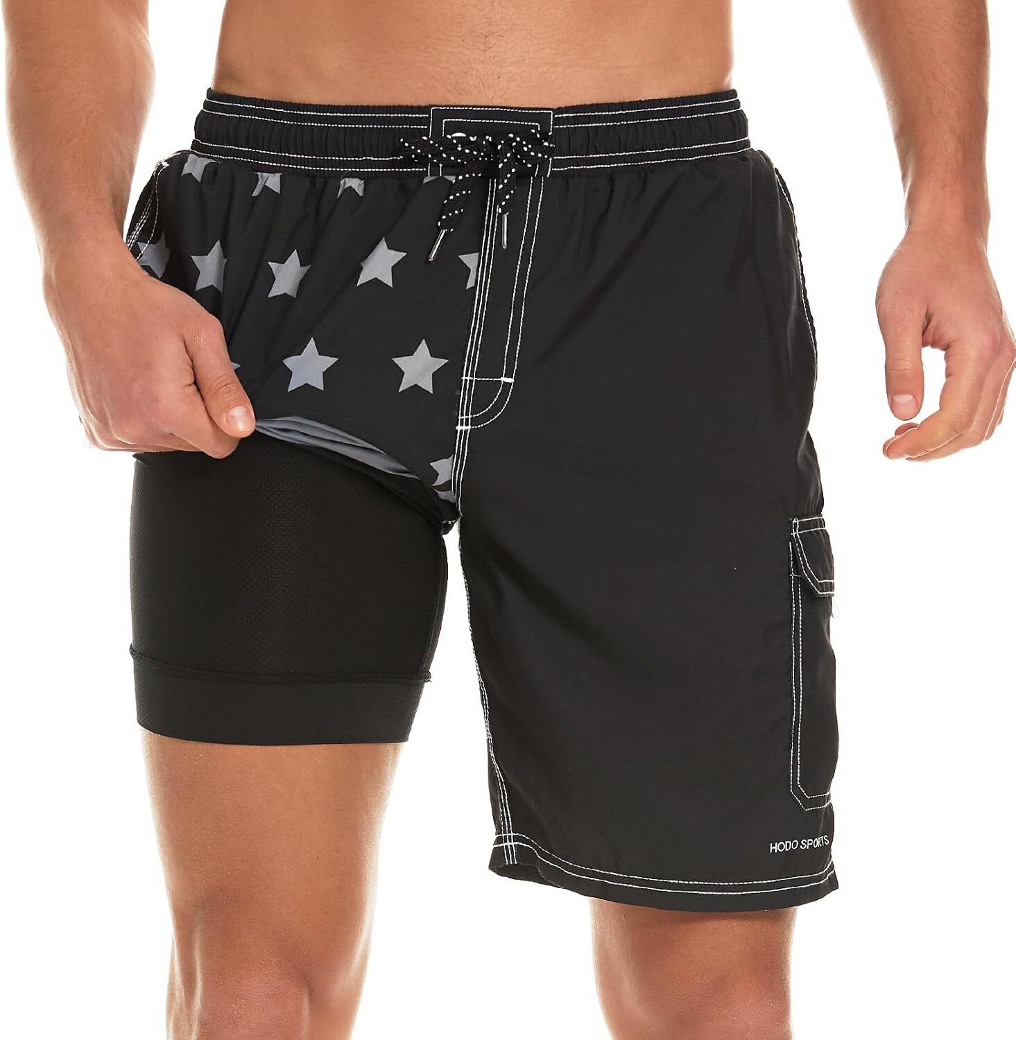 Mens Swim Trunks with Compression Liner 9 inch Bathing Suit Quick-Dry Swim Short - Picture 17 of 25