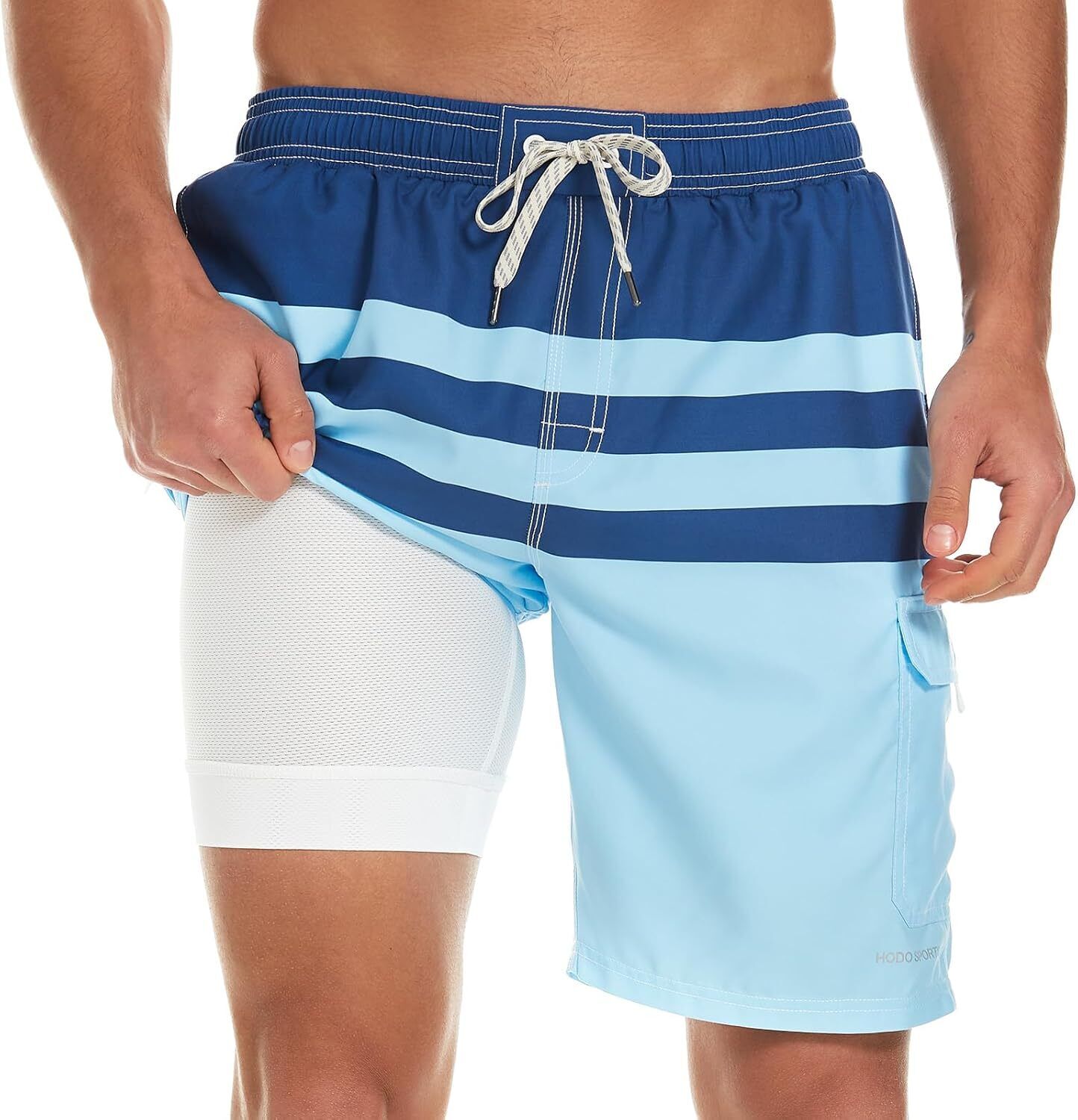 Mens Swim Trunks with Compression Liner 9 inch Bathing Suit Quick-Dry Swim Short - Picture 18 of 25