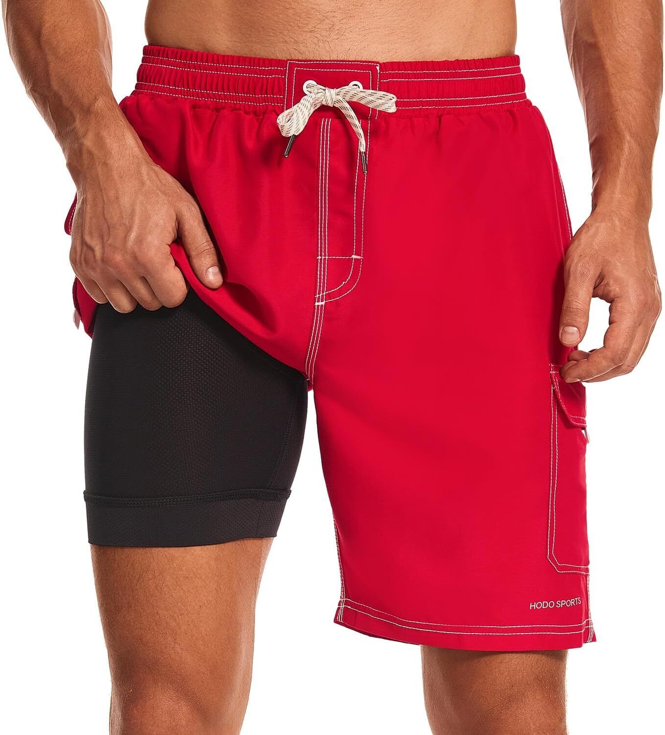 Mens Swim Trunks with Compression Liner 9 inch Bathing Suit Quick-Dry Swim Short - Picture 19 of 25