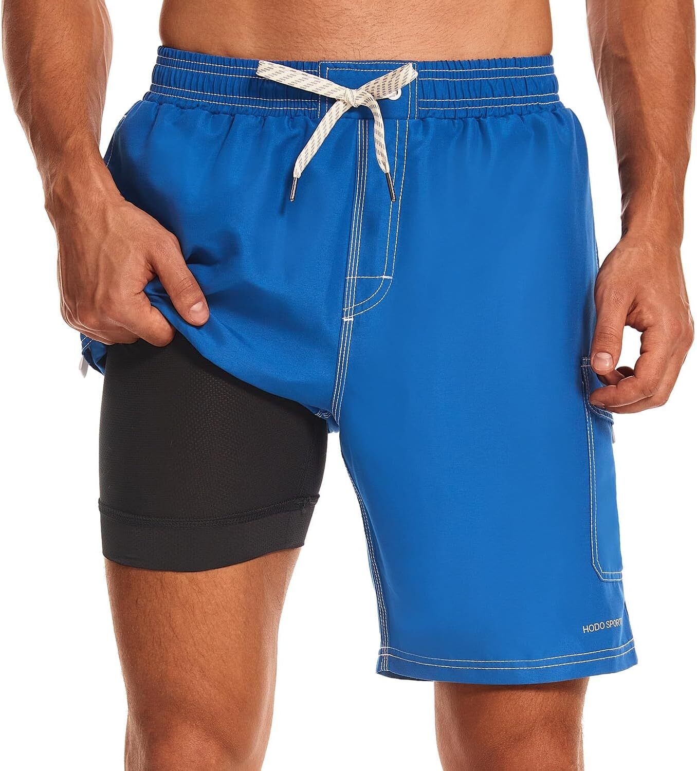 Mens Swim Trunks with Compression Liner 9 inch Bathing Suit Quick-Dry Swim Short - Picture 20 of 25
