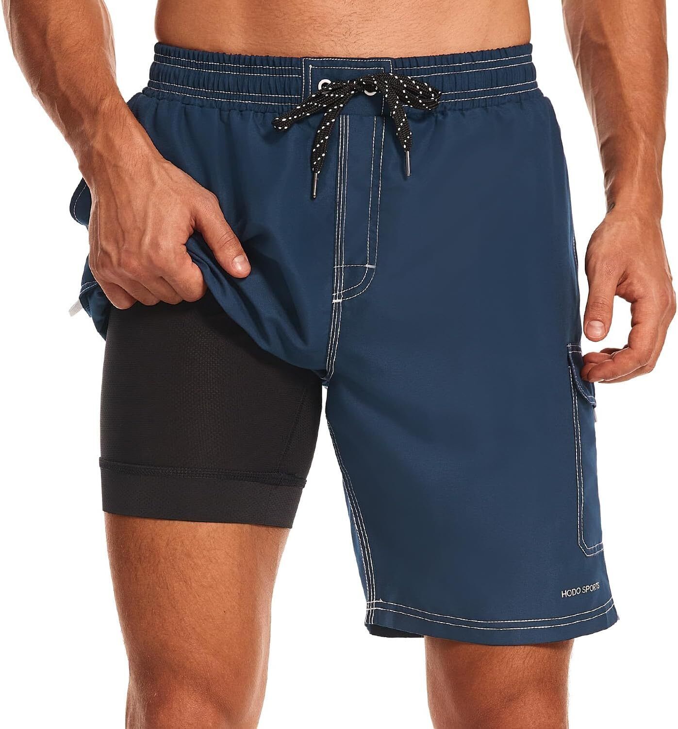 Mens Swim Trunks with Compression Liner 9 inch Bathing Suit Quick-Dry Swim Short - Picture 21 of 25
