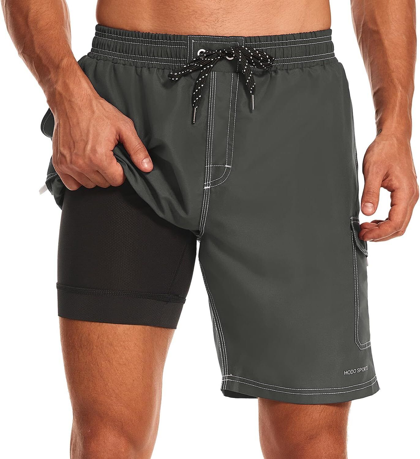 Mens Swim Trunks with Compression Liner 9 inch Bathing Suit Quick-Dry Swim Short - Picture 22 of 25