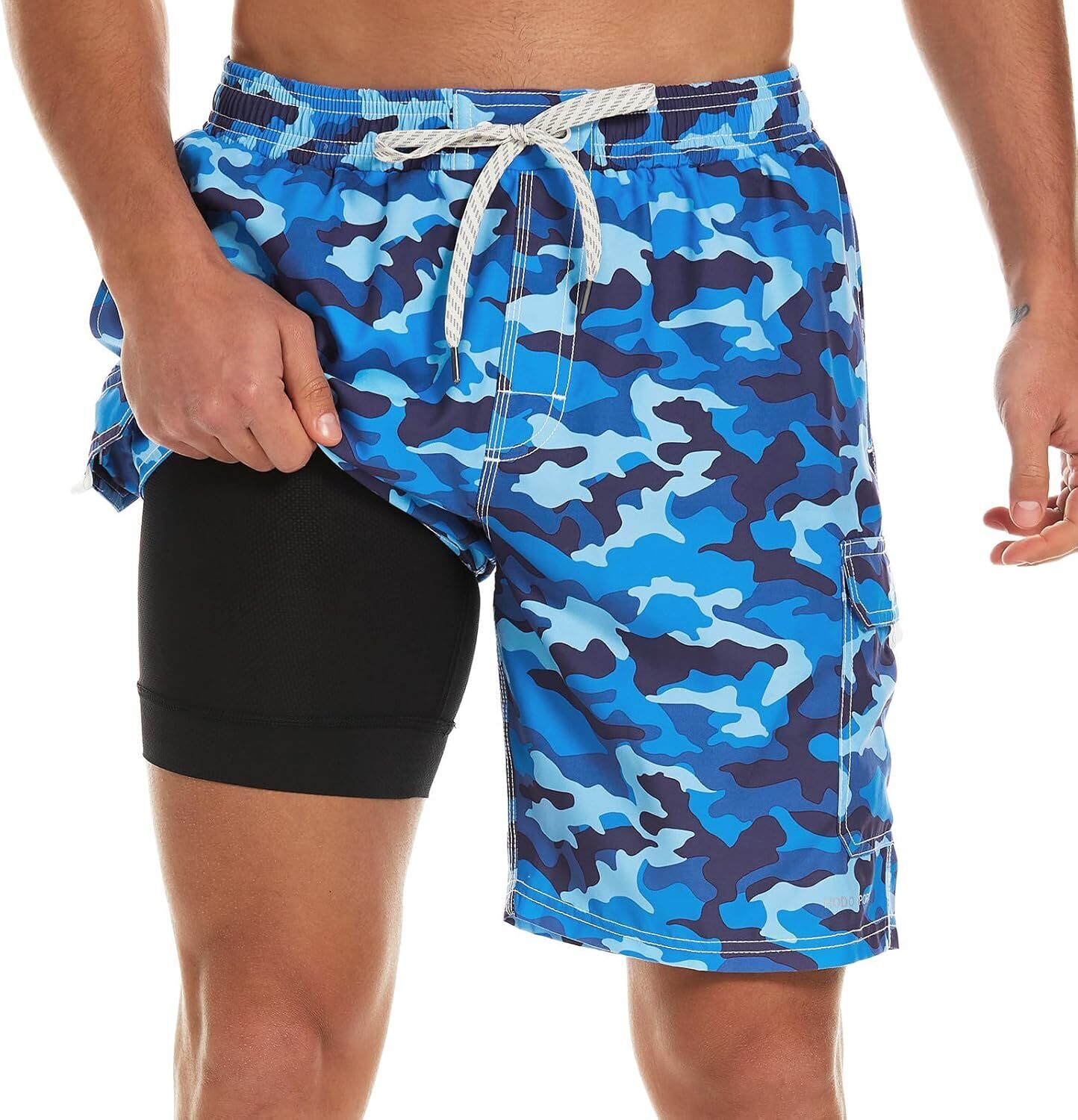 Mens Swim Trunks with Compression Liner 9 inch Bathing Suit Quick-Dry Swim Short - Picture 23 of 25