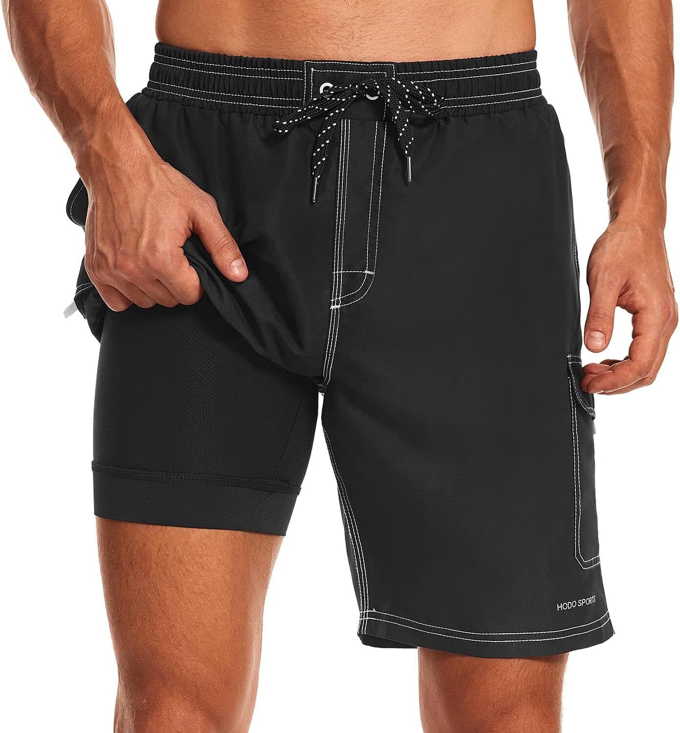 Mens Swim Trunks with Compression Liner 9 inch Bathing Suit Quick-Dry Swim Short - Picture 24 of 25