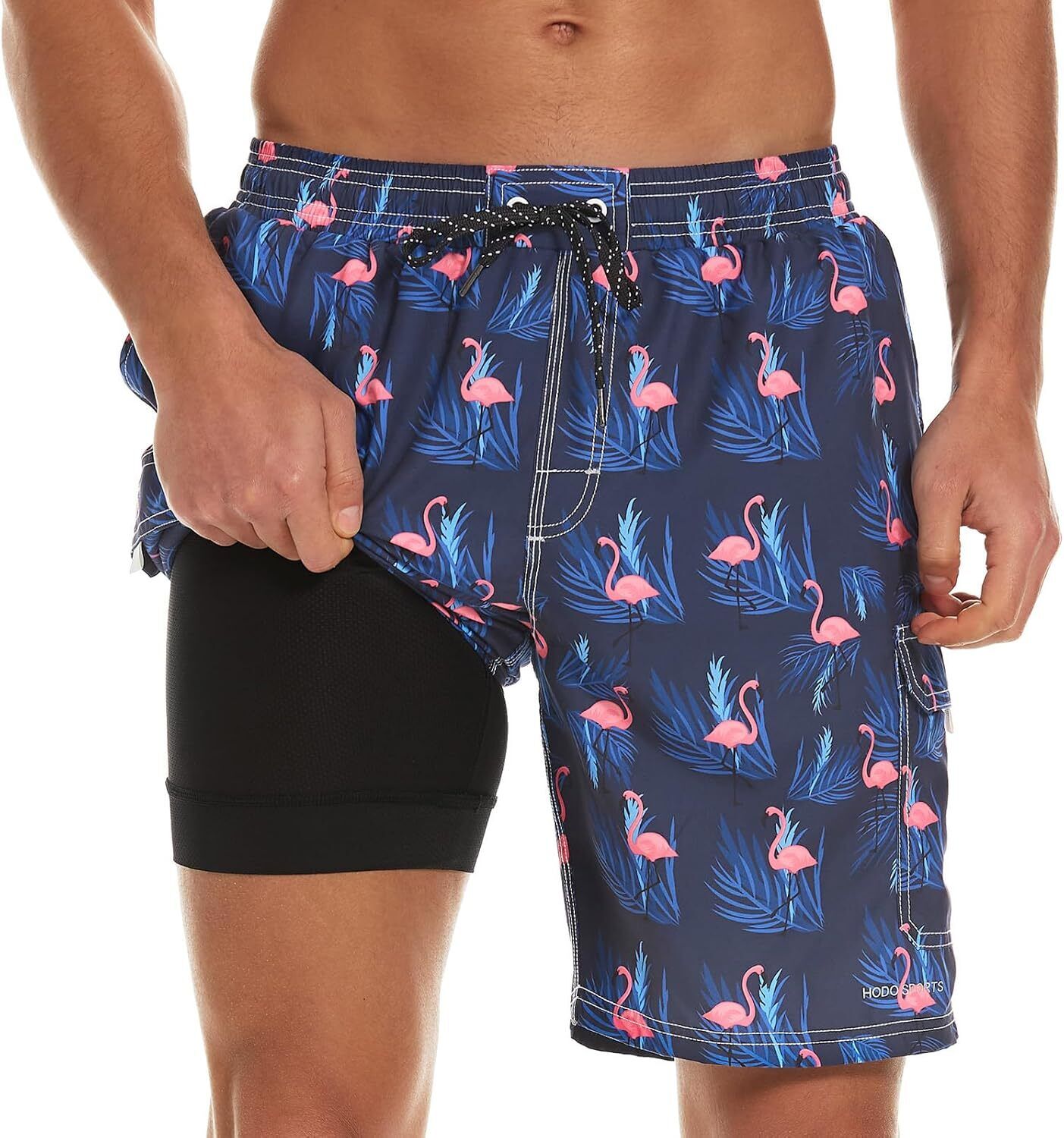 Mens Swim Trunks with Compression Liner 9 inch Bathing Suit Quick-Dry Swim Short - Picture 25 of 25