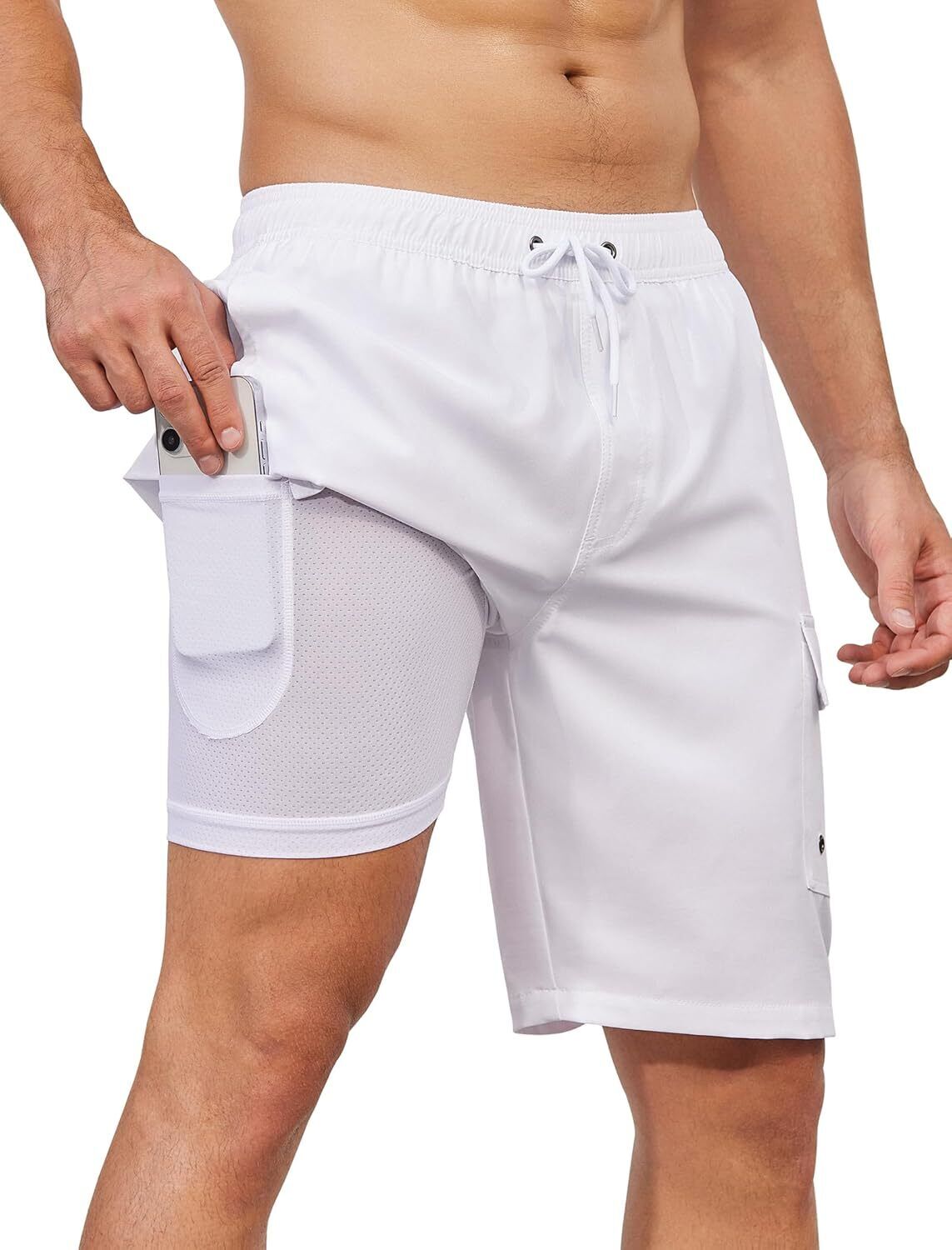 Men's 9" Quick-Dry Swim Trunks with Compression Liner & Cargo Pockets - Picture 32 of 48