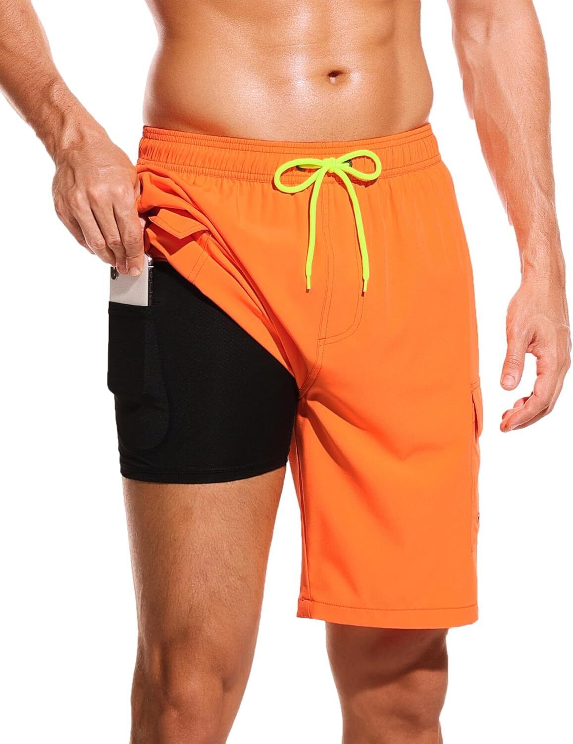 Men's 9" Quick-Dry Swim Trunks with Compression Liner & Cargo Pockets - Picture 43 of 48