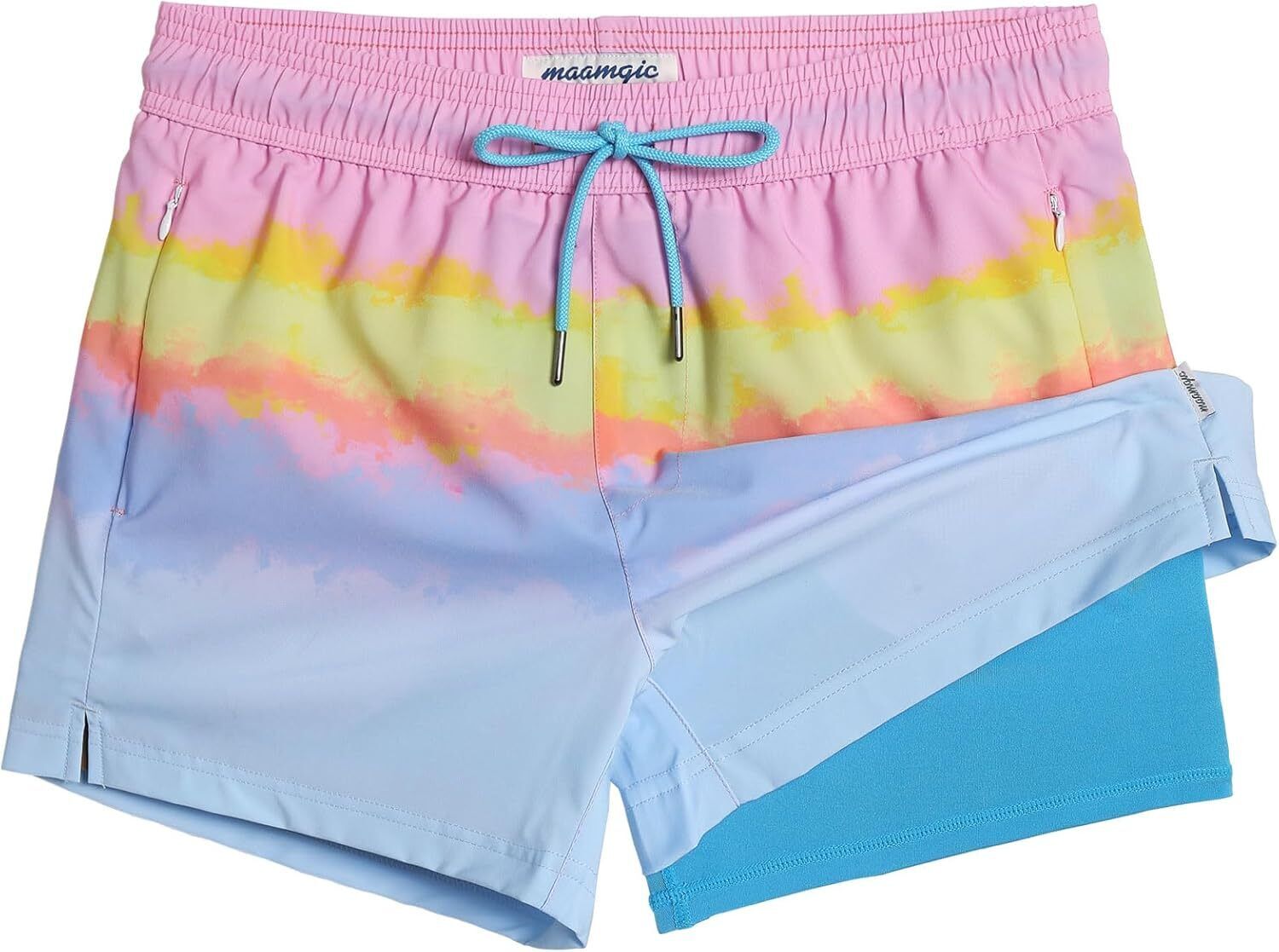 Men's Quick-Dry Swim Trunks with Compression Liner Stretch Fabric Zipper Pockets - Picture 29 of 47