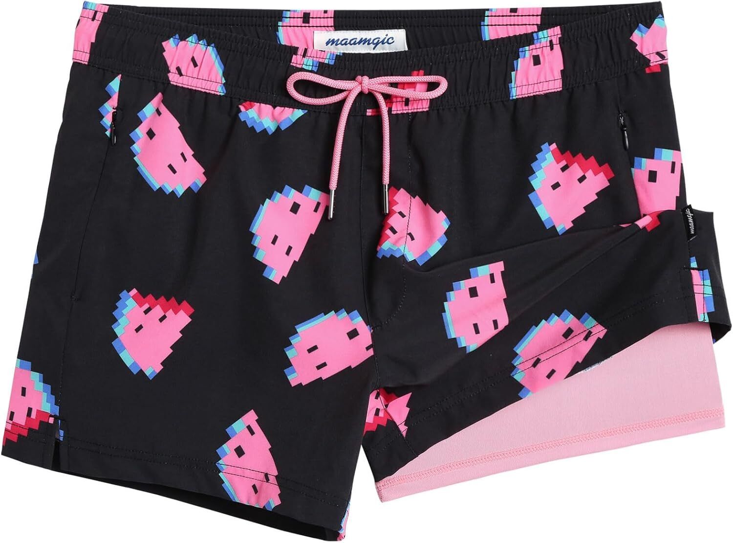 Men's Quick-Dry Swim Trunks with Compression Liner Stretch Fabric Zipper Pockets - Picture 34 of 47