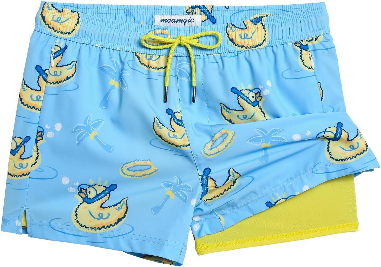 Men's Quick-Dry Swim Trunks with Compression Liner Stretch Fabric Zipper Pockets - Picture 39 of 47