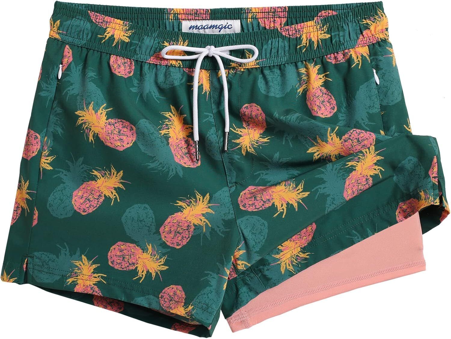 Men's Quick-Dry Swim Trunks with Compression Liner Stretch Fabric Zipper Pockets - Picture 43 of 47