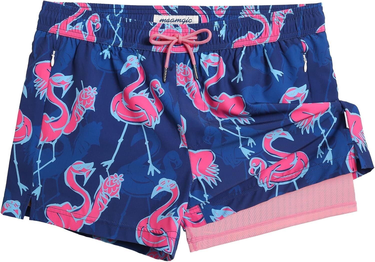 Men's Quick-Dry Swim Trunks with Compression Liner Stretch Fabric Zipper Pockets - Picture 44 of 47