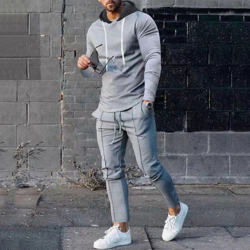 Chándales para Hombres Conjunto de 2 Piezas Traje de Sudor Informal Trajes para Correr Conjunto Atlético - Imagen 15 de 21