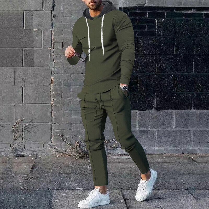 Chándales para Hombres Conjunto de 2 Piezas Traje de Sudor Informal Trajes para Correr Conjunto Atlético - Imagen 18 de 21