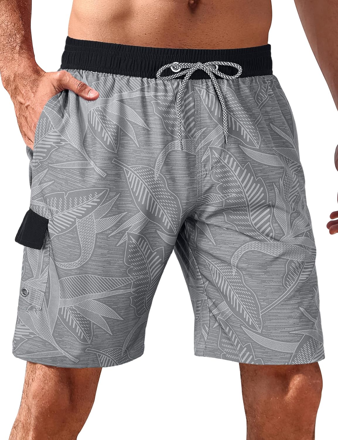 Men's 9" Quick-Dry Stretch Swim Trunks with Mesh Lining & Pockets - Picture 25 of 47