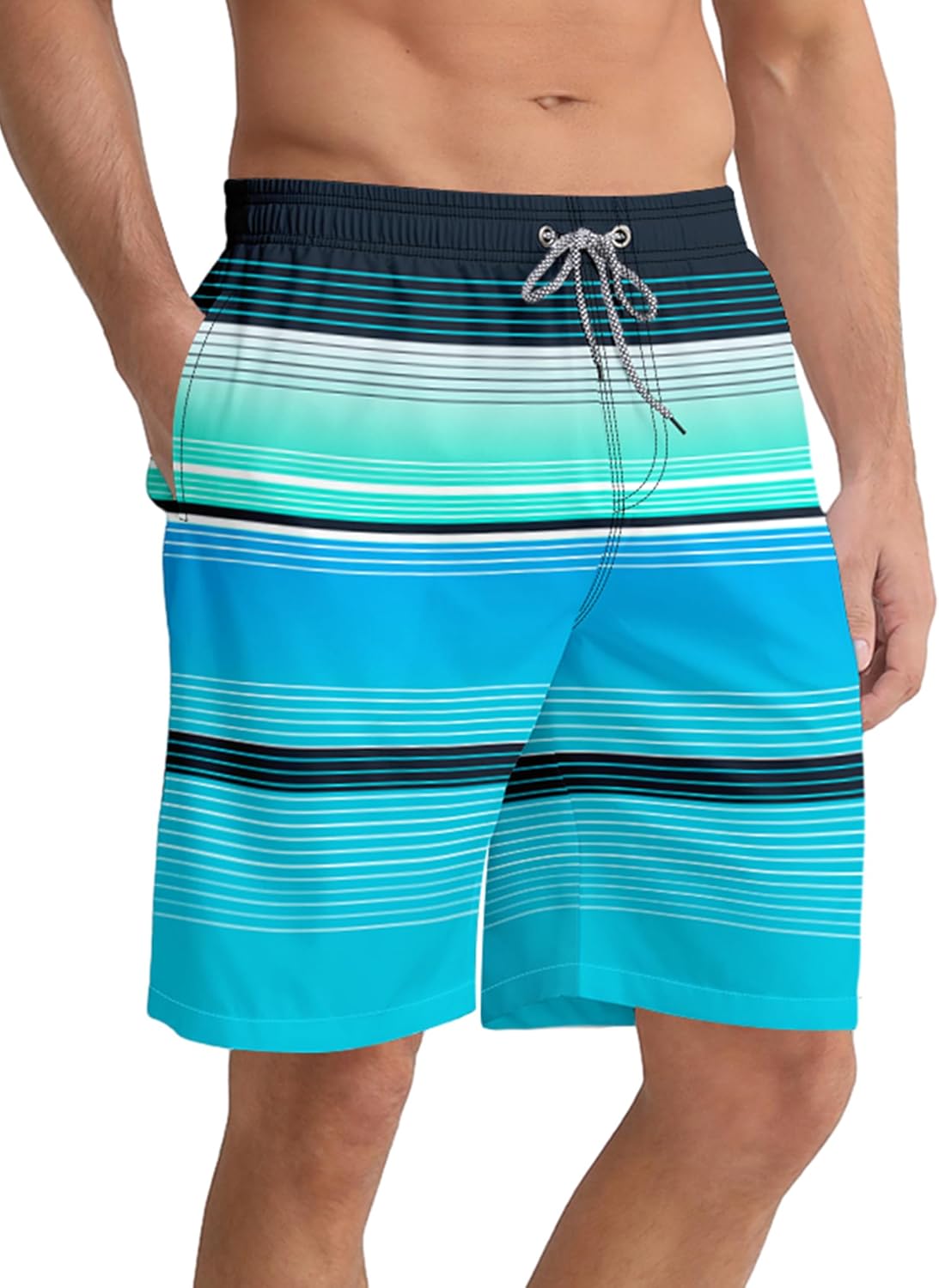 Men's 9" Quick-Dry Stretch Swim Trunks with Mesh Lining & Pockets - Picture 28 of 47
