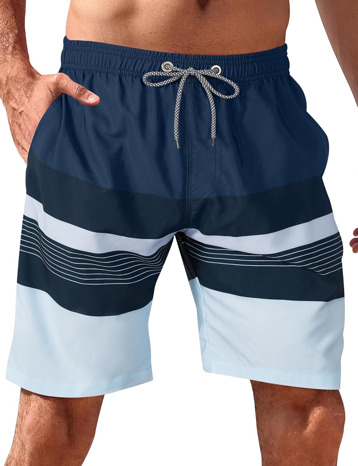 Men's 9" Quick-Dry Stretch Swim Trunks with Mesh Lining & Pockets - Picture 29 of 47