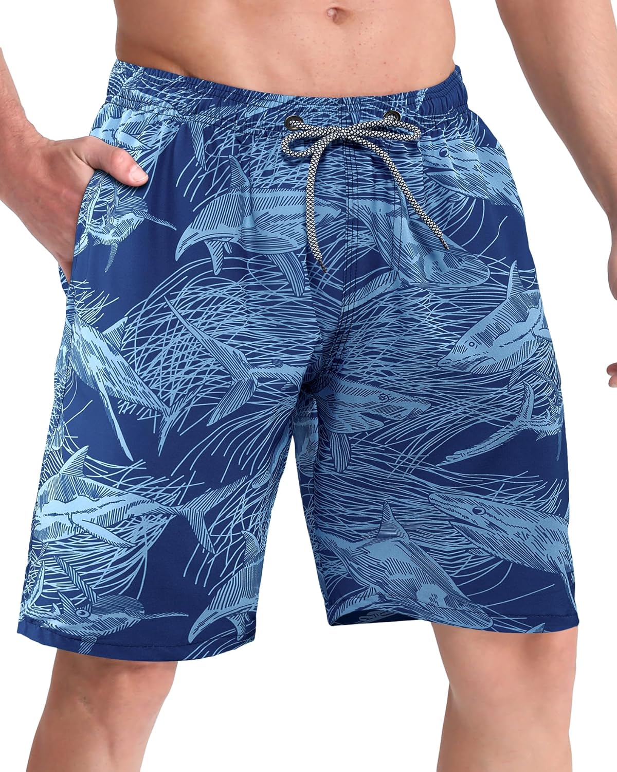 Men's 9" Quick-Dry Stretch Swim Trunks with Mesh Lining & Pockets - Picture 31 of 47