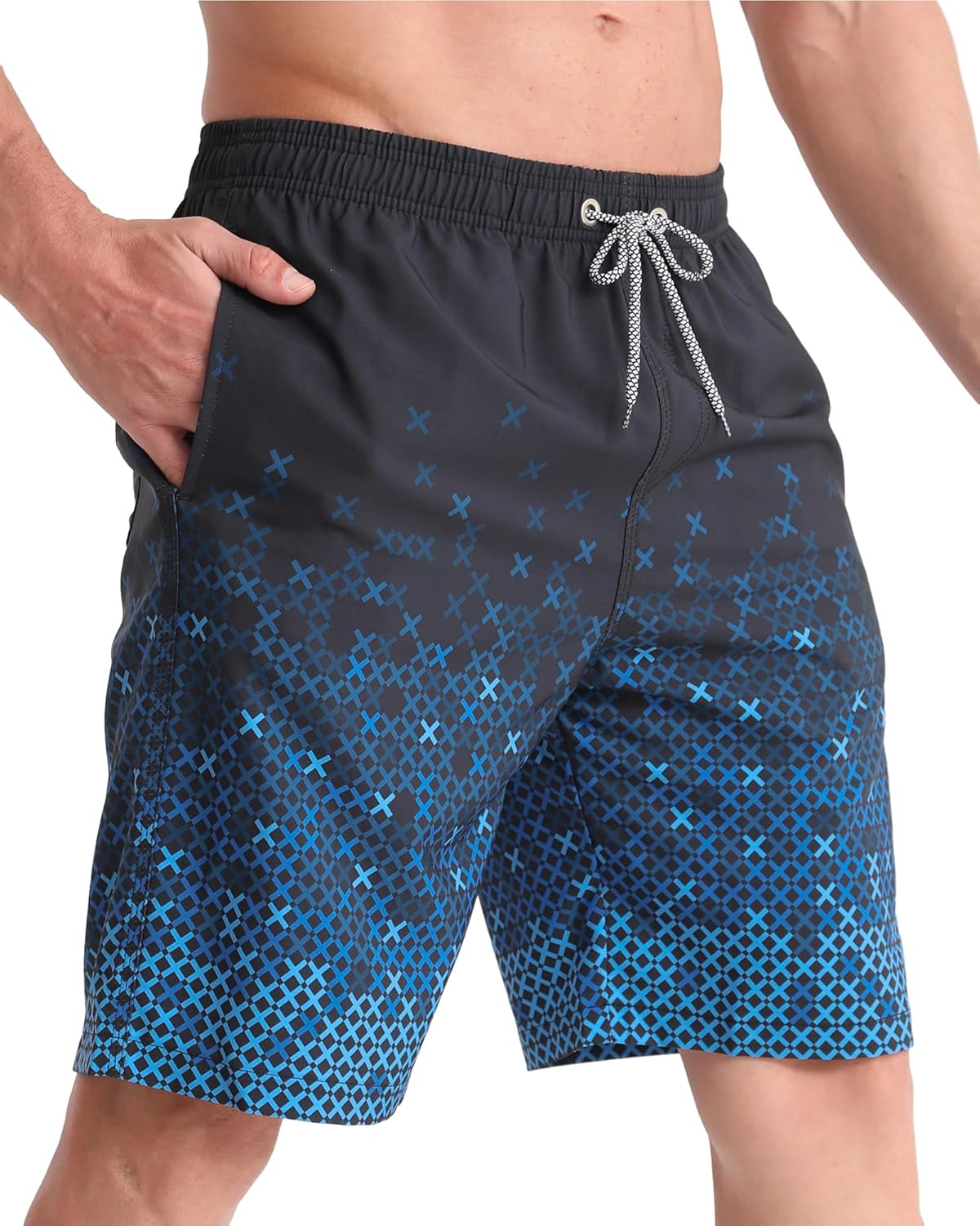Men's 9" Quick-Dry Stretch Swim Trunks with Mesh Lining & Pockets - Picture 32 of 47