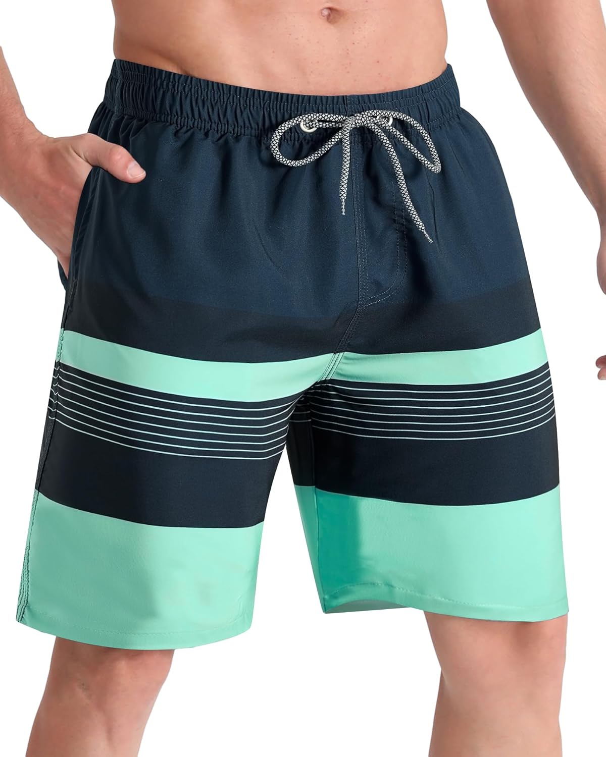 Men's 9" Quick-Dry Stretch Swim Trunks with Mesh Lining & Pockets - Picture 33 of 47