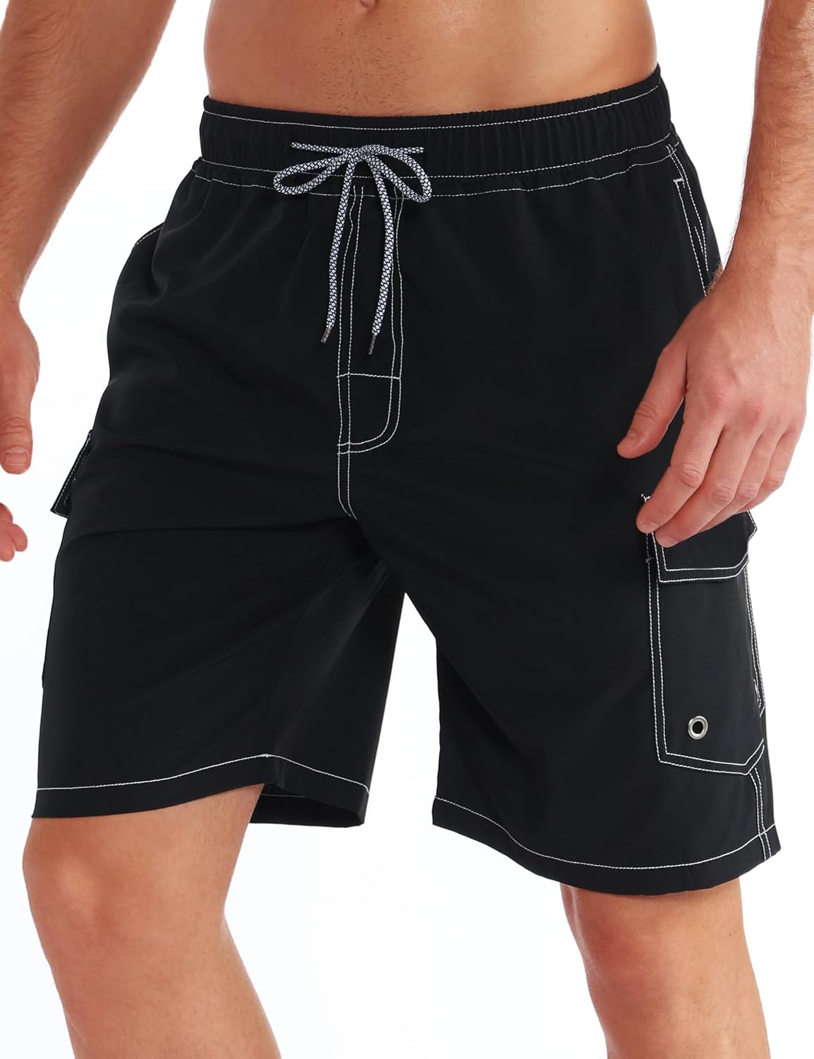Men's 9" Quick-Dry Stretch Swim Trunks with Mesh Lining & Pockets - Picture 34 of 47