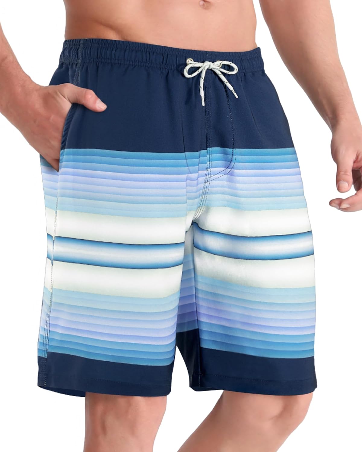 Men's 9" Quick-Dry Stretch Swim Trunks with Mesh Lining & Pockets - Picture 36 of 47