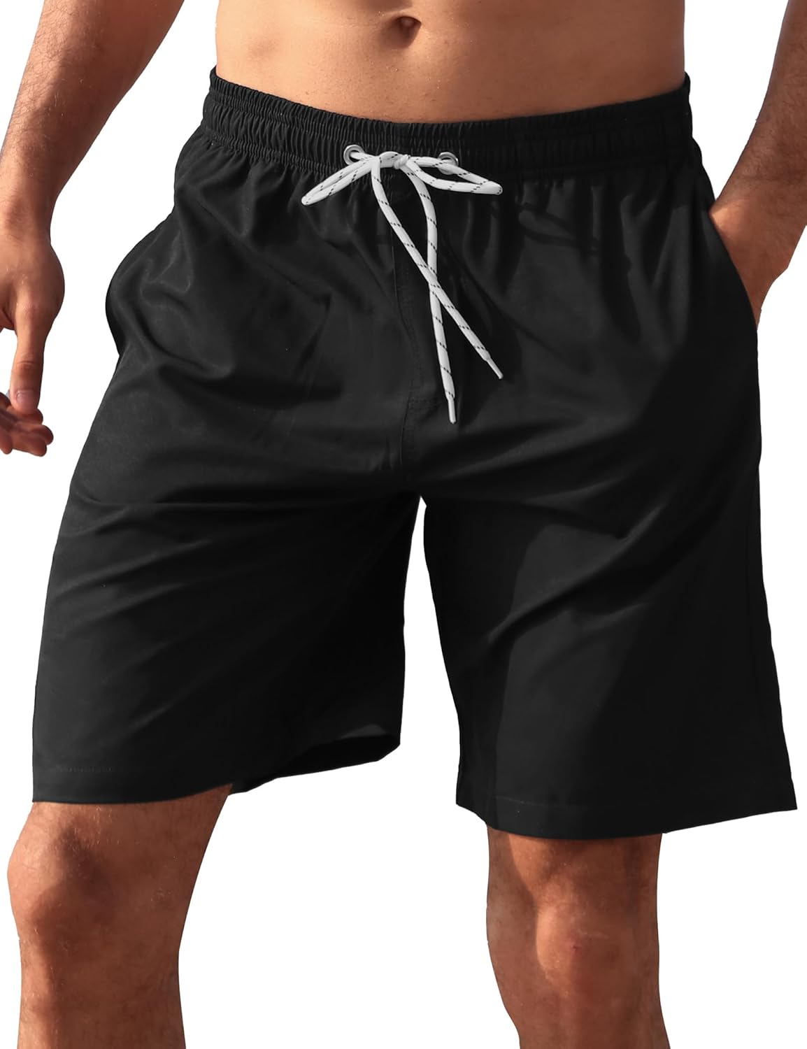 Men's 9" Quick-Dry Stretch Swim Trunks with Mesh Lining & Pockets - Picture 40 of 47