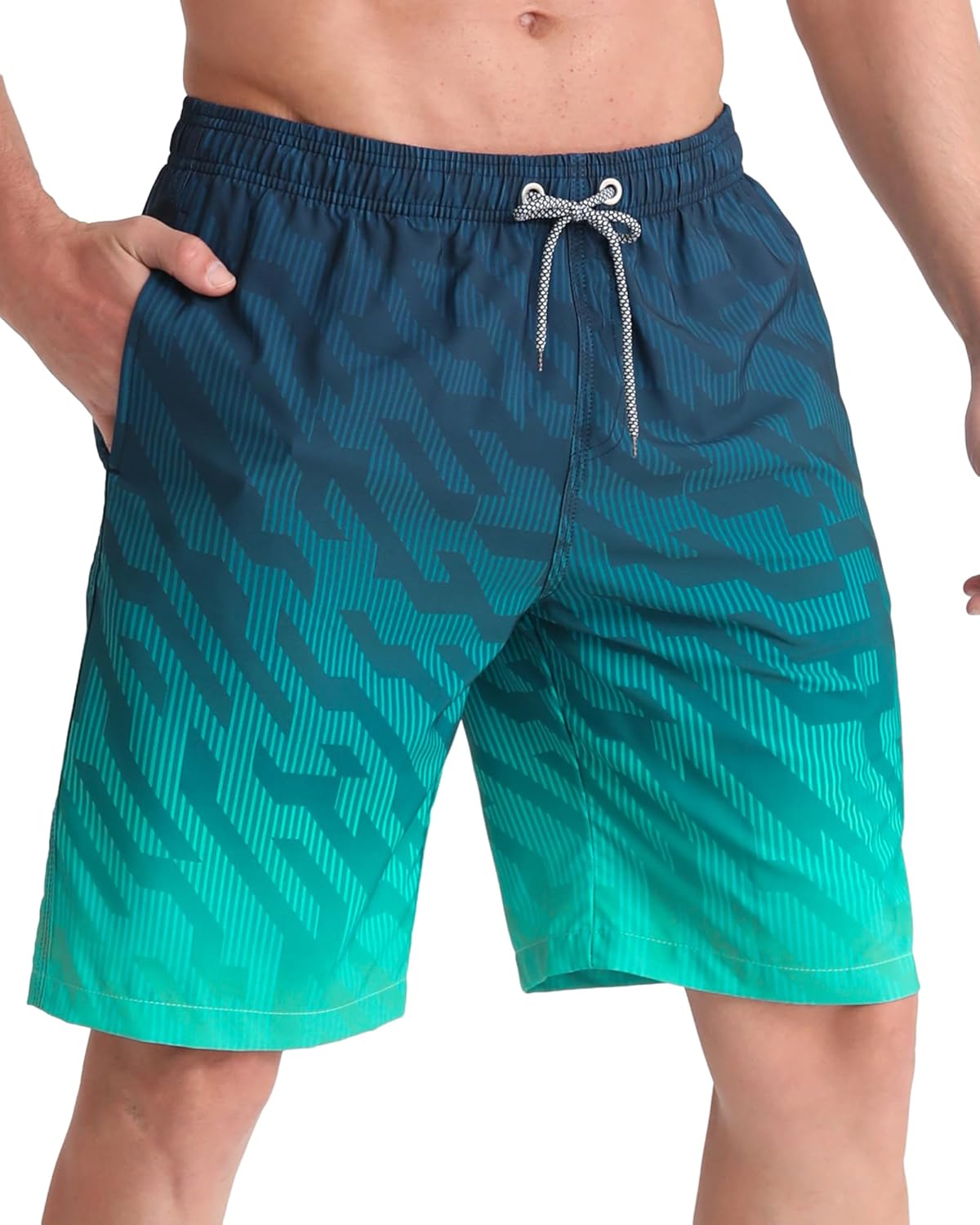 Men's 9" Quick-Dry Stretch Swim Trunks with Mesh Lining & Pockets - Picture 41 of 47