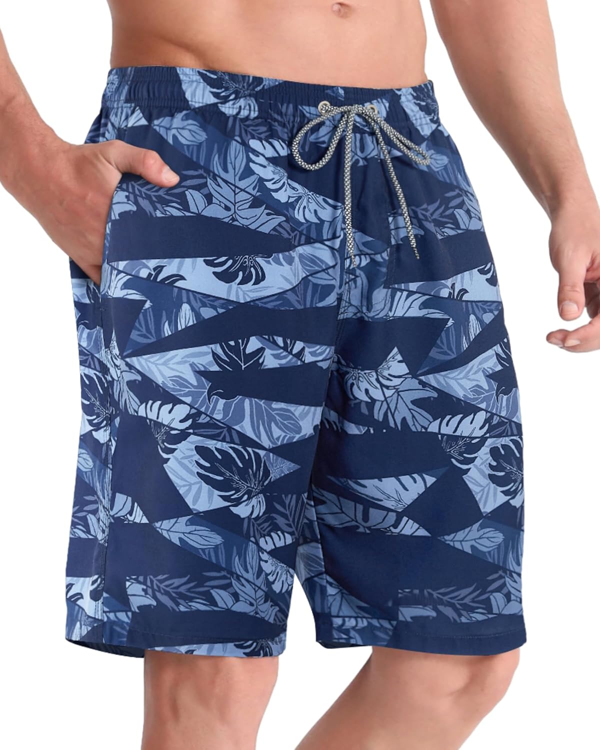 Men's 9" Quick-Dry Stretch Swim Trunks with Mesh Lining & Pockets - Picture 42 of 47