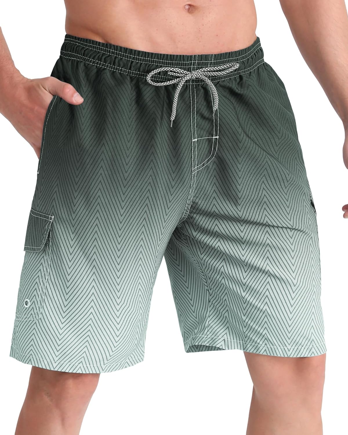 Men's 9" Quick-Dry Stretch Swim Trunks with Mesh Lining & Pockets - Picture 44 of 47
