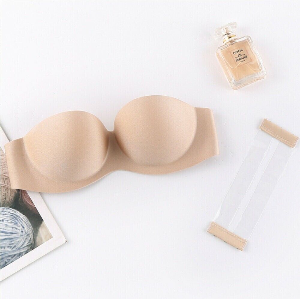 Strapless Wedding Party Invisible Bra Padded Push Up Bra Clear Back Straps Bras