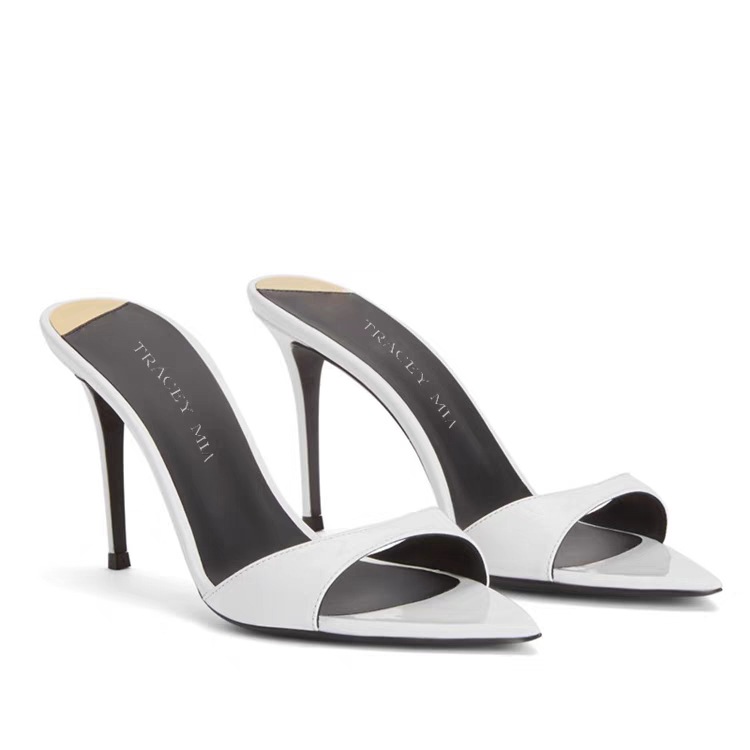 Women Slip On Mules Pointed Toe High Stilettos Heel Evening Party Sandals Shoes