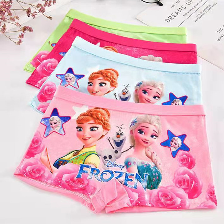 4 Packs Kids Girls Pants Underwear Elsa Anna Princess Brief Comfort Shorts 2-8Y