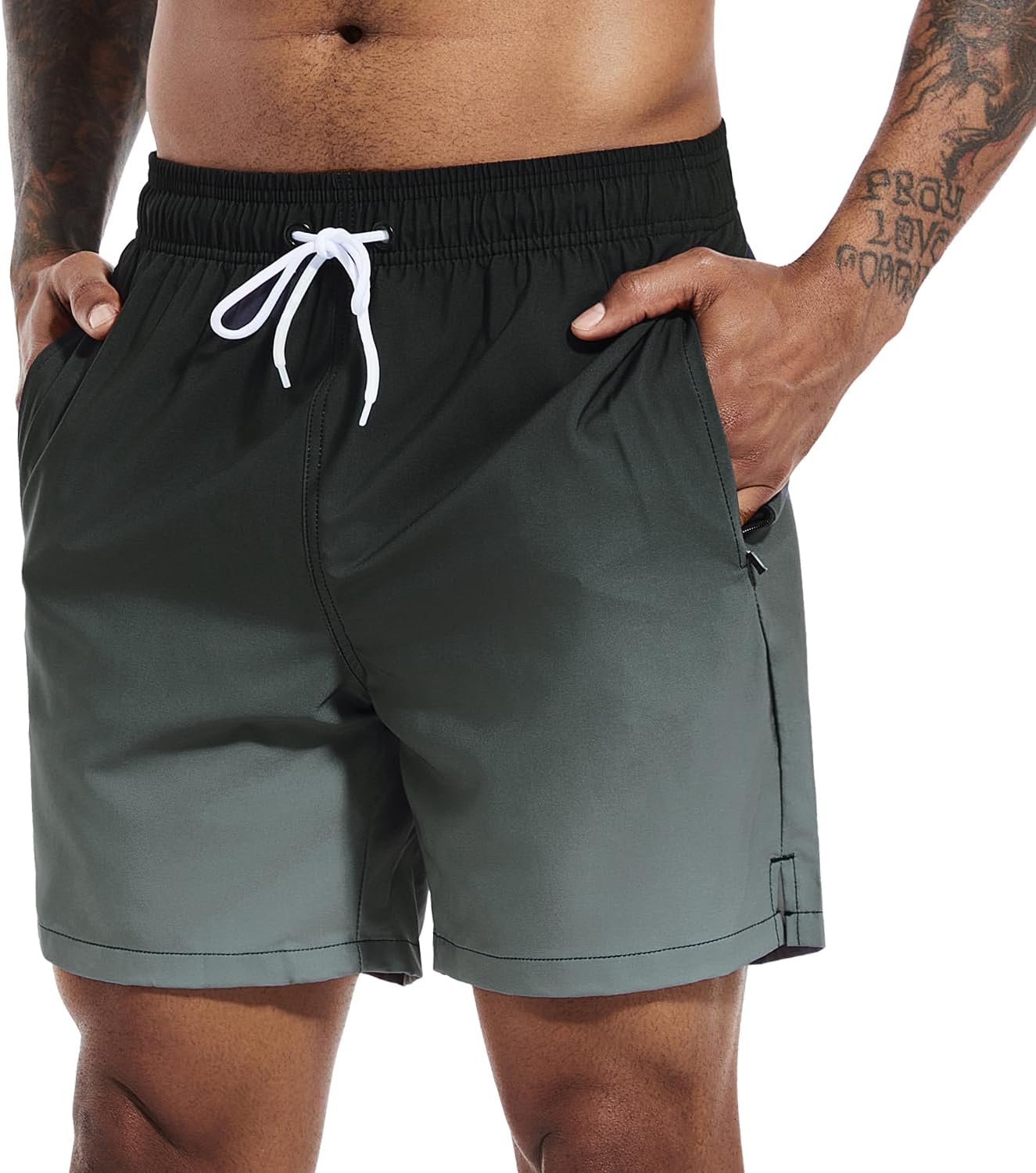 Men's Quick-Dry Swim Trunks Beach Shorts with Pockets - Picture 37 of 40