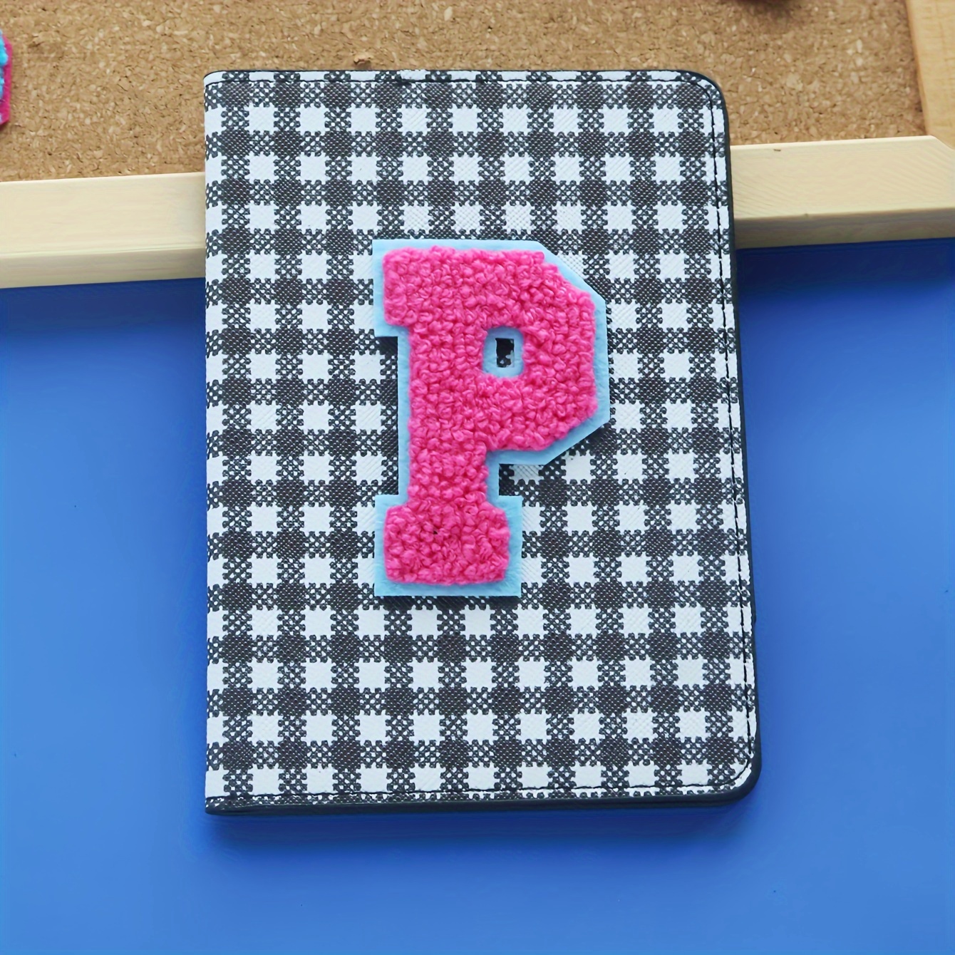 Custom Suede Patchwork Checkered Passport Cover with ID Slot – Personalized Gift
