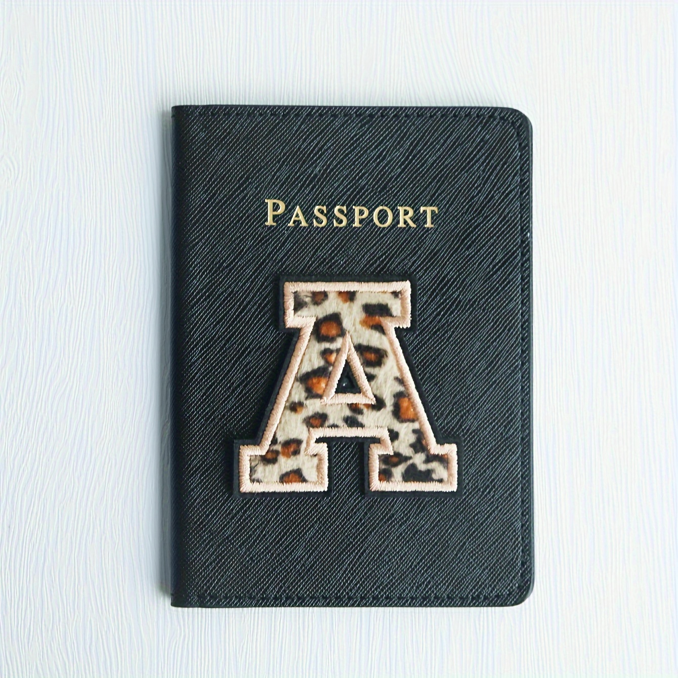 Personalized Passport Cover Customized Leopard Print Letter Patch Passport