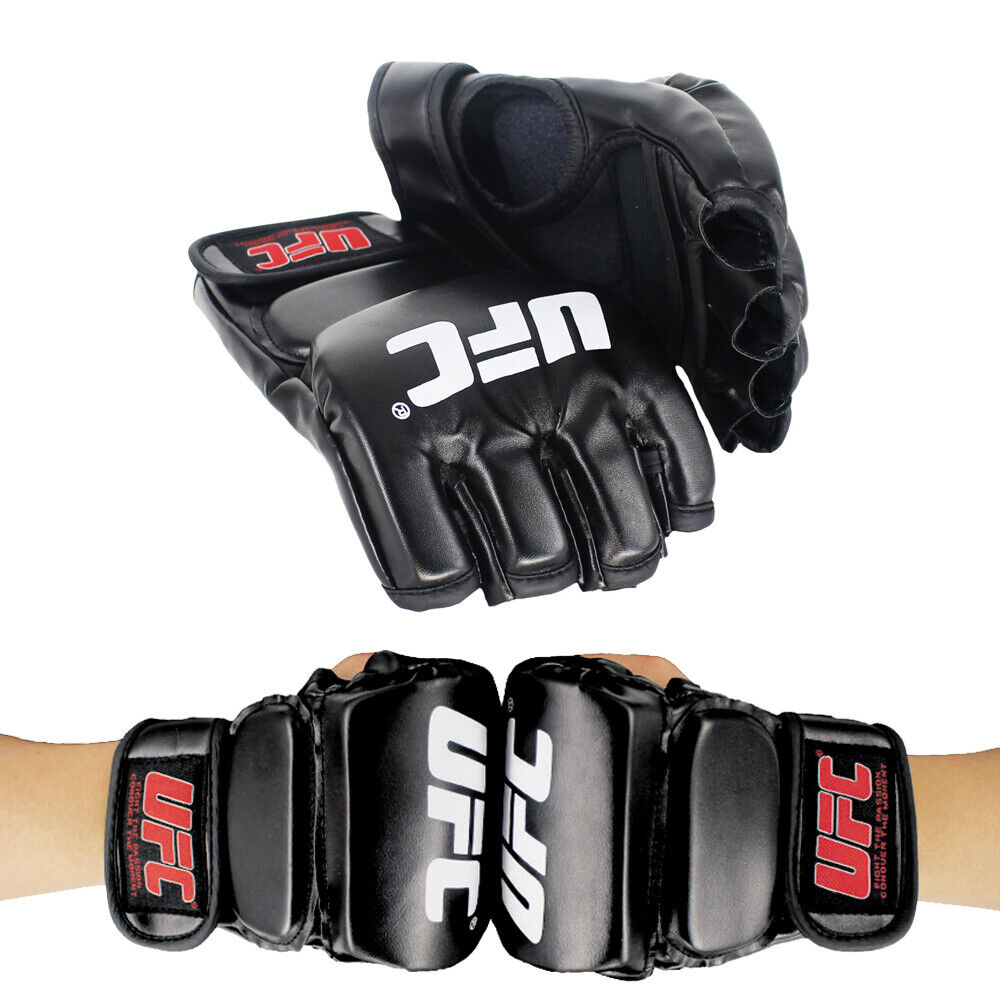 MMA Kampfhandschuhe Muay Thai UFC Sanda Training Sparring Lederhandschuhe schwarz 1 - Bild 1 von 12