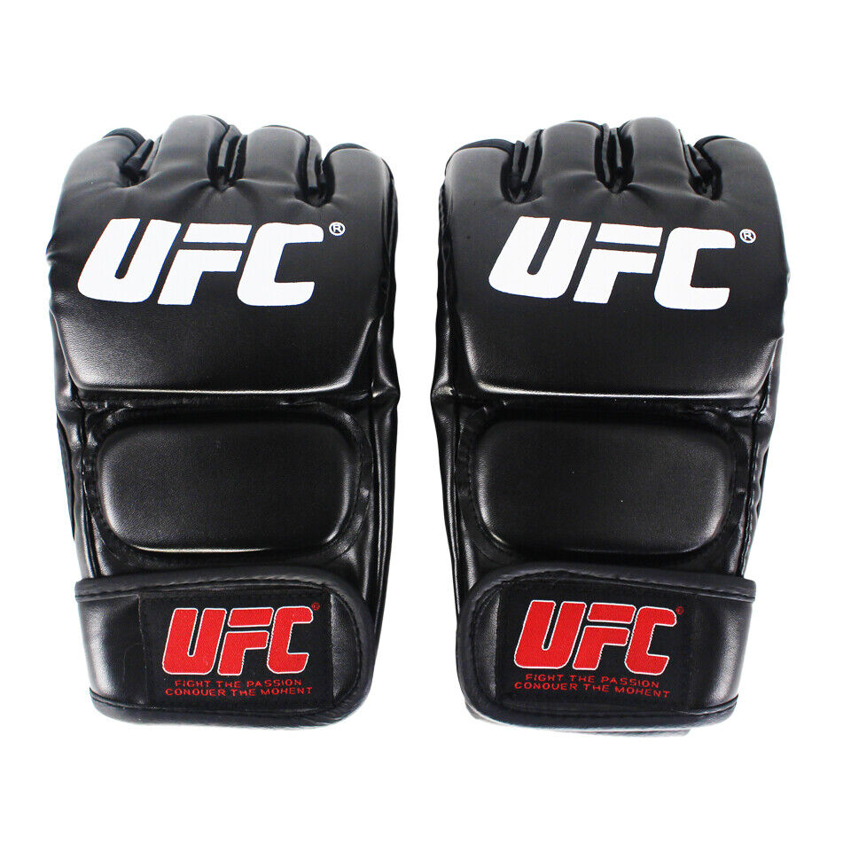 MMA Kampfhandschuhe Muay Thai UFC Sanda Training Sparring Lederhandschuhe schwarz 1 - Bild 3 von 12