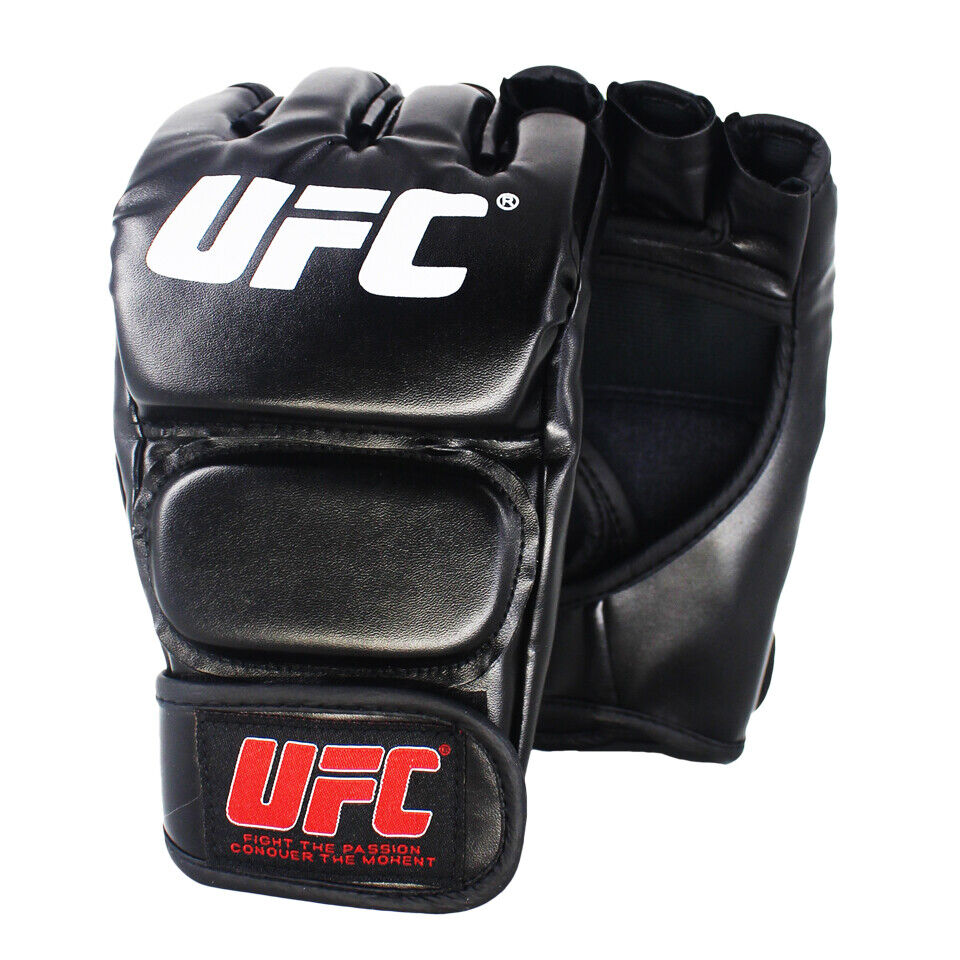 MMA Kampfhandschuhe Muay Thai UFC Sanda Training Sparring Lederhandschuhe schwarz 1 - Bild 4 von 12