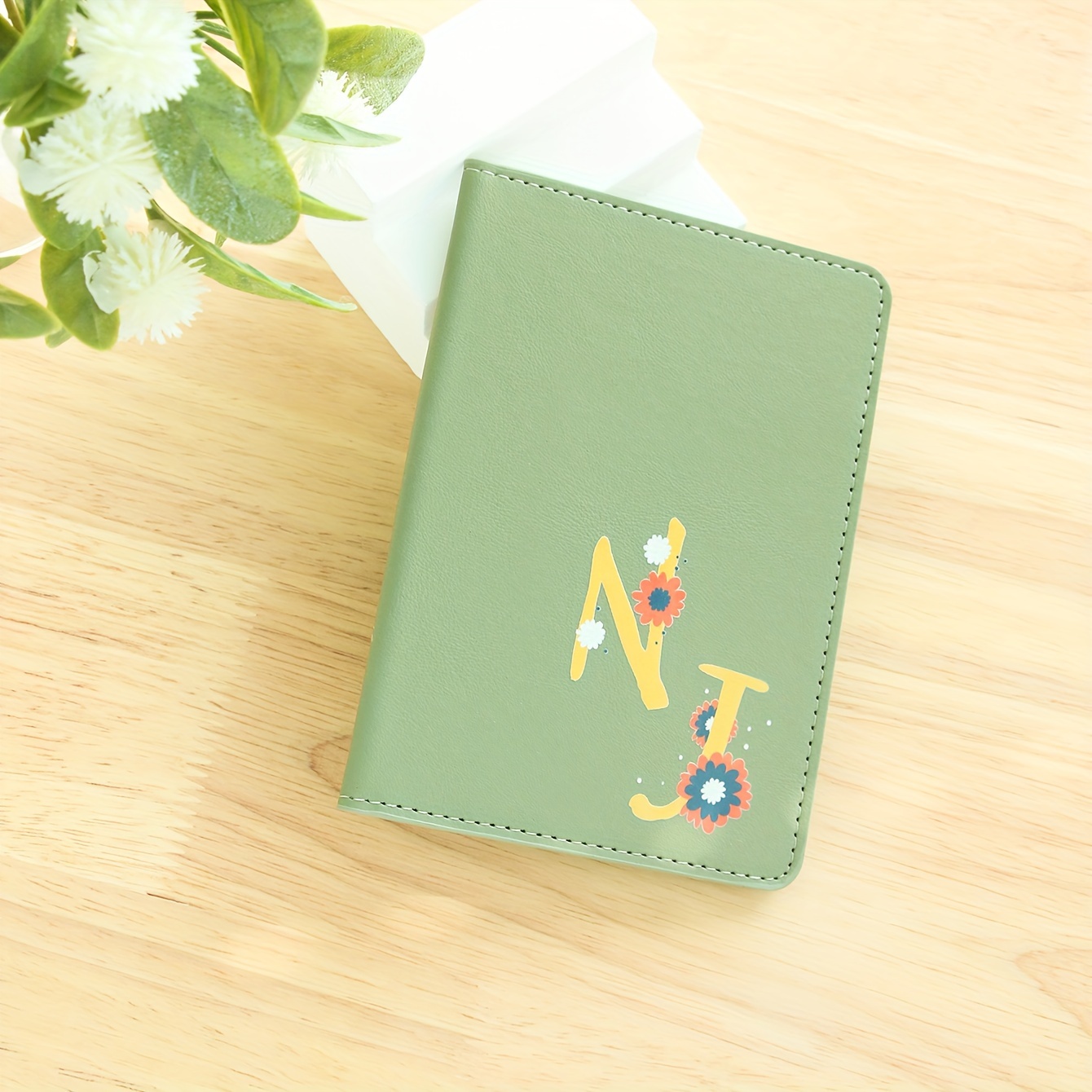 Personalized Initial Letter Passport Cover: Customized Yellow Flower Letters
