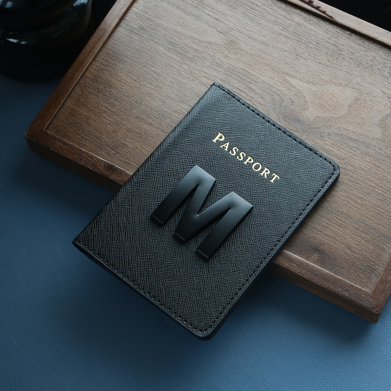 Personalized Passport Cover with Metal Letter – Customizable Glossy Matte Letter