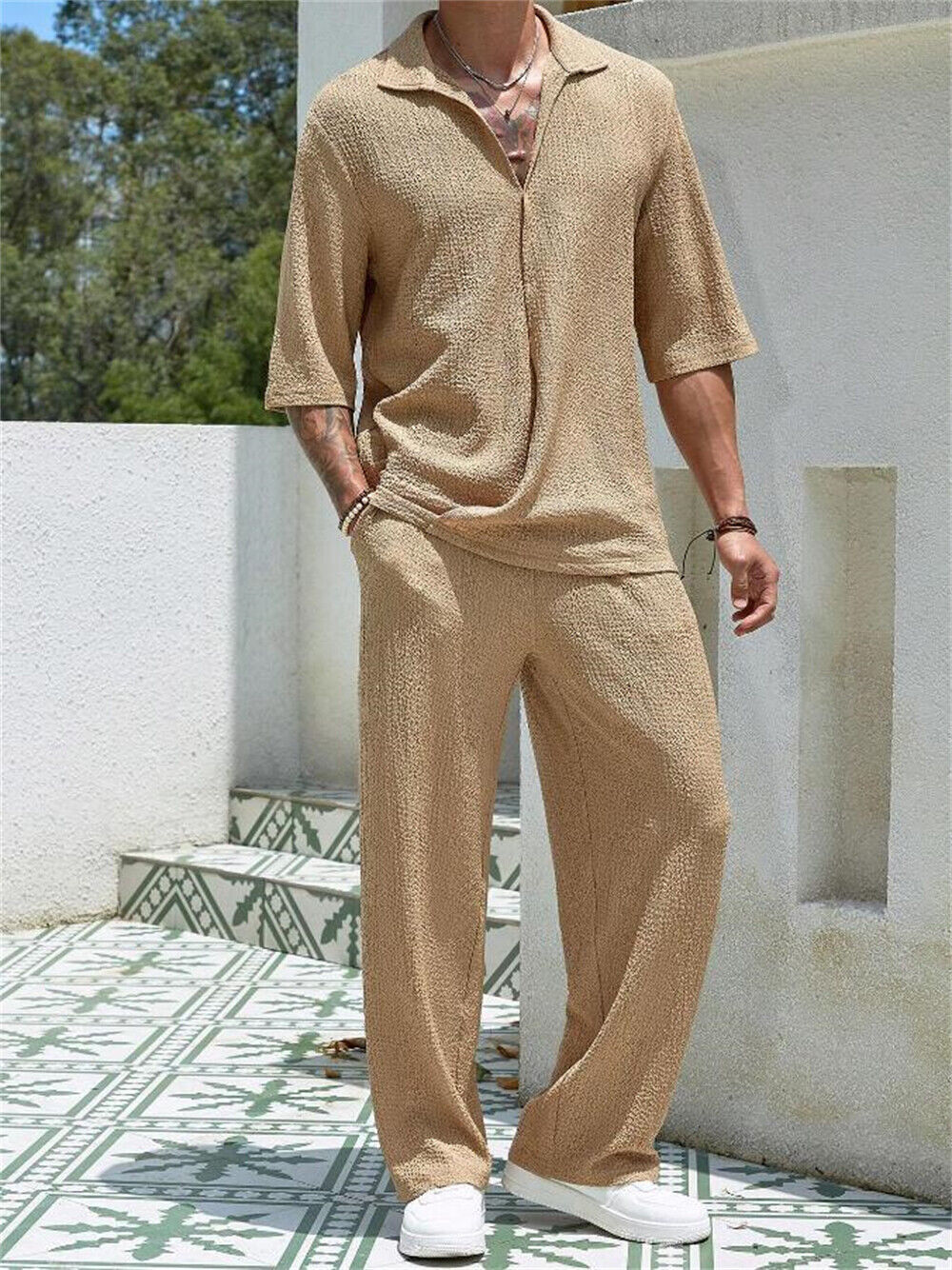 Conjunto de 2 piezas de camiseta y pantalones de manga corta para hombre informal de verano conjunto de pantalones - Imagen 14 de 16