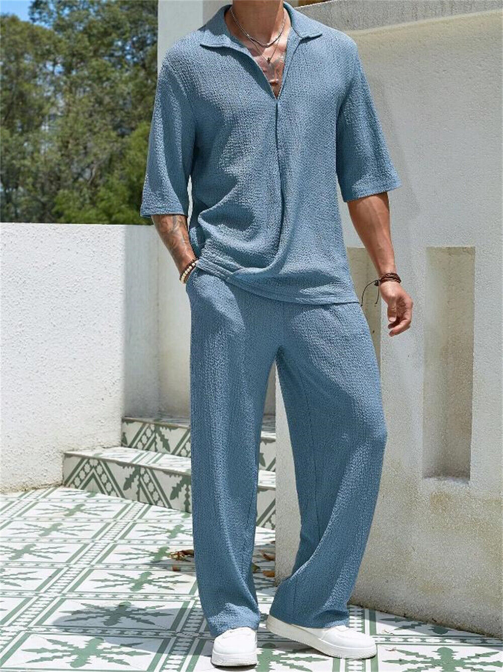 Conjunto de 2 piezas de camiseta y pantalones de manga corta para hombre informal de verano conjunto de pantalones - Imagen 15 de 16