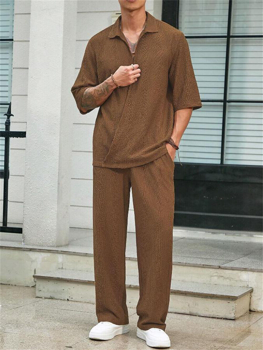 Conjunto de 2 piezas de camiseta y pantalones de manga corta para hombre informal de verano conjunto de pantalones - Imagen 16 de 16